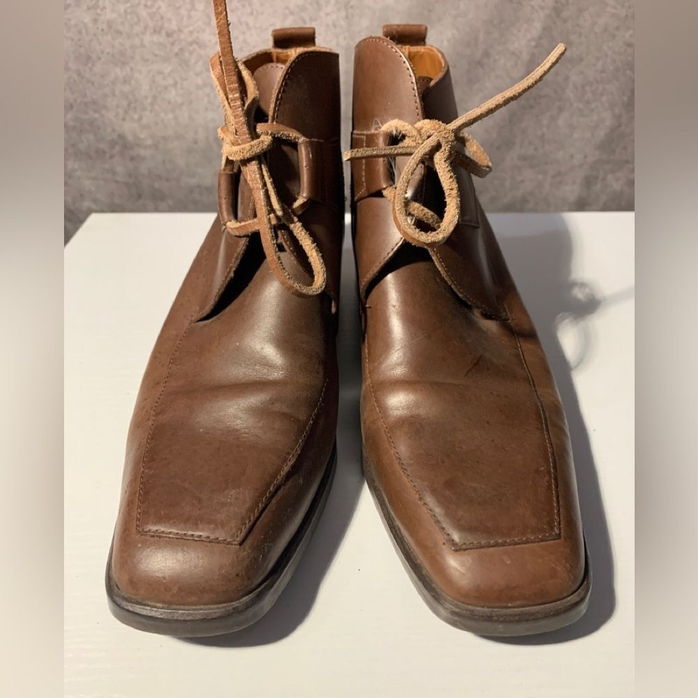 GAP Brown Leather Lace-Up Ankle Boots